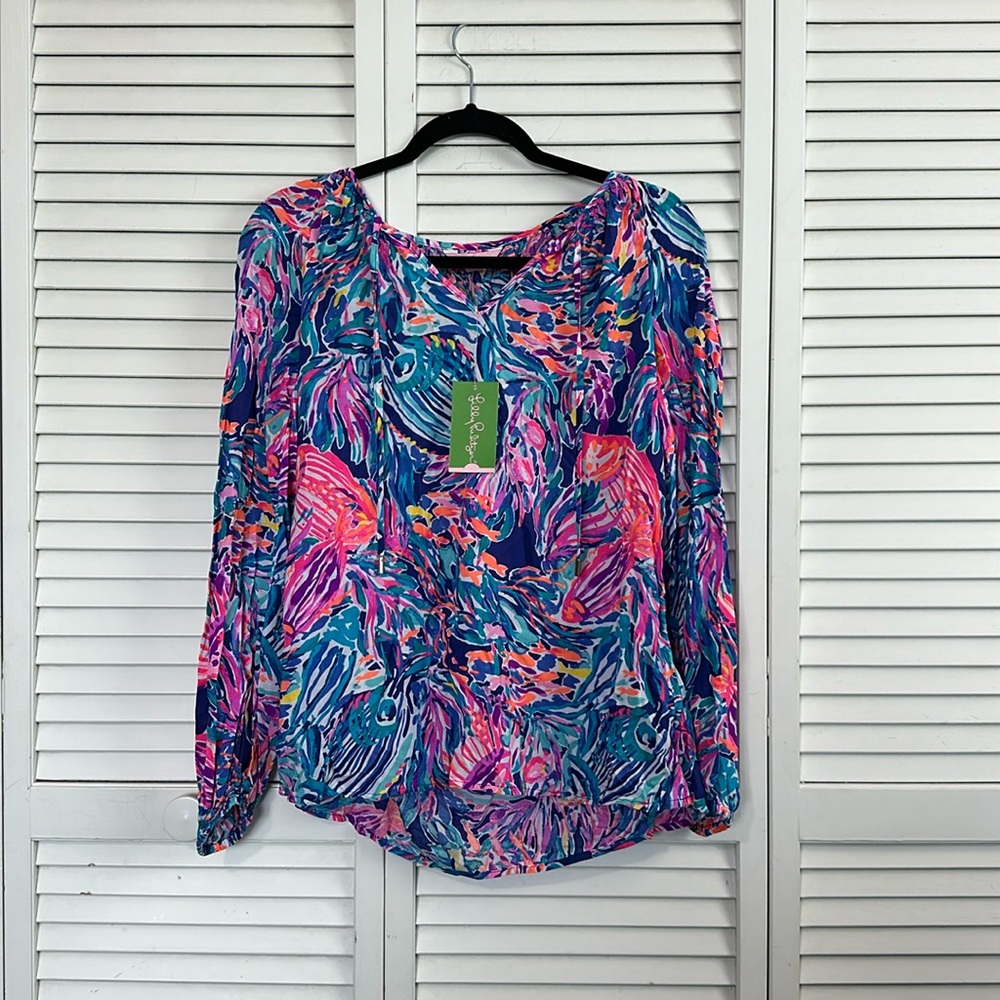 NWT Lily Pulitzer Willa top true blue seas the day XS